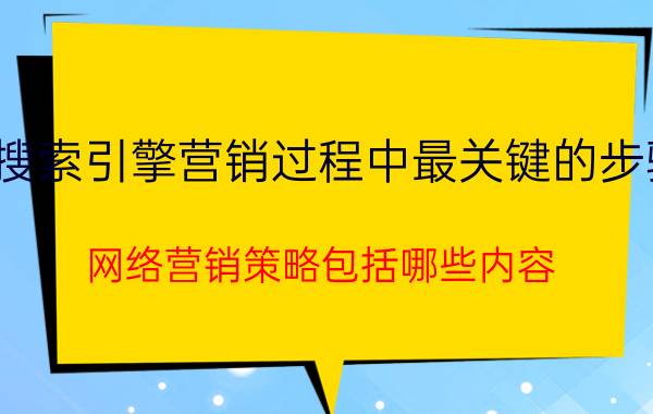 搜索引擎营销过程中最关键的步骤 网络营销策略包括哪些内容？